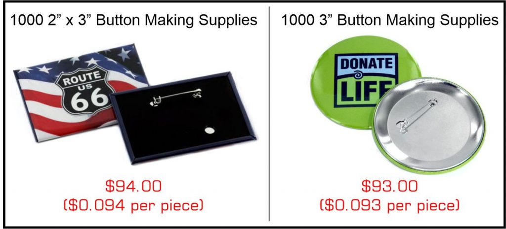 Rectangle vs Round button making supplies and comparative pricing